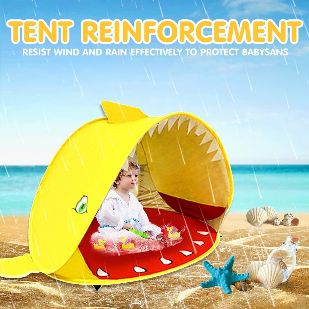 Meishang UV aizsargāta bērnu pludmales telts, 110x80x70cm, dzeltens cena un informācija | Teltis | 220.lv
