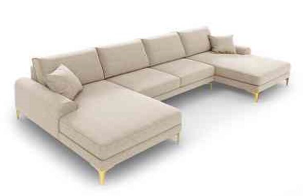 Stūra dīvāns Micadoni Home Larnite, smilškrāsas cena un informācija | Stūra dīvāni | 220.lv