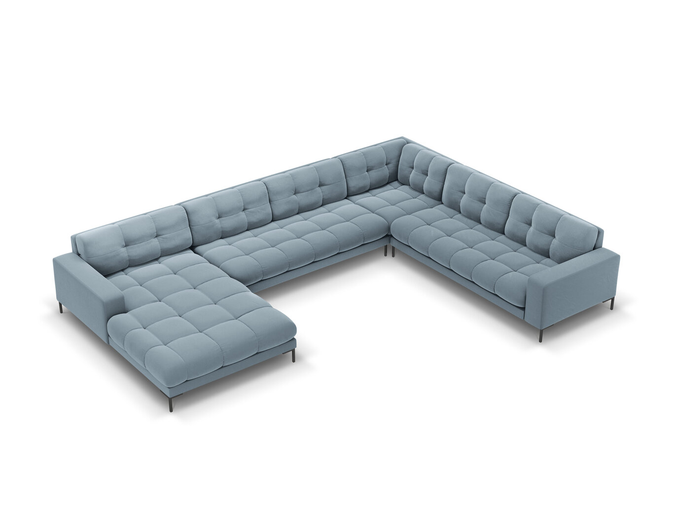 Stūra dīvāns Cosmopolitan Design Bali 7S-VUR, gaiši zils/melns cena un informācija | Stūra dīvāni | 220.lv