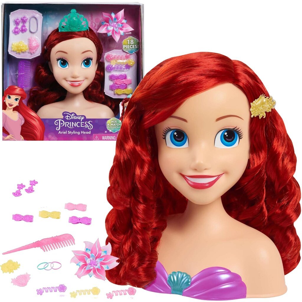 Matu veidošanas galvas lelle princese Ariel + aksesuāri цена и информация | Rotaļlietas meitenēm | 220.lv