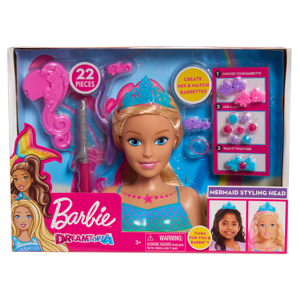 Stila galvas lelle Nāras Barbie Dreamtopia + aksesuāri cena un informācija | Rotaļlietas meitenēm | 220.lv