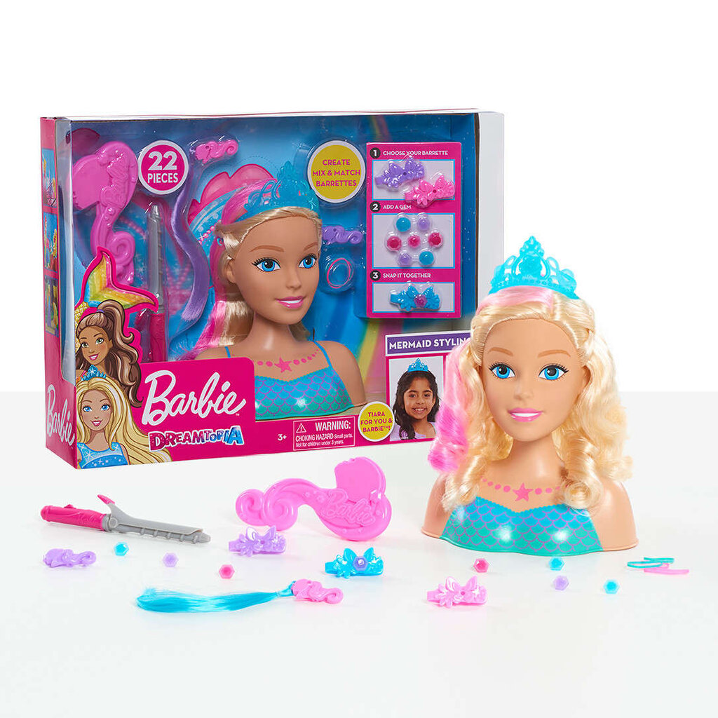 Stila galvas lelle Nāras Barbie Dreamtopia + aksesuāri cena un informācija | Rotaļlietas meitenēm | 220.lv
