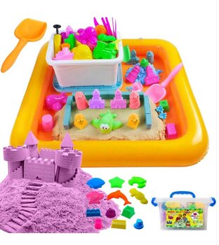 Песочница + кинетический песок (фиолетовый) 3 кг + формы цена и информация | Развивающие игрушки | 220.lv