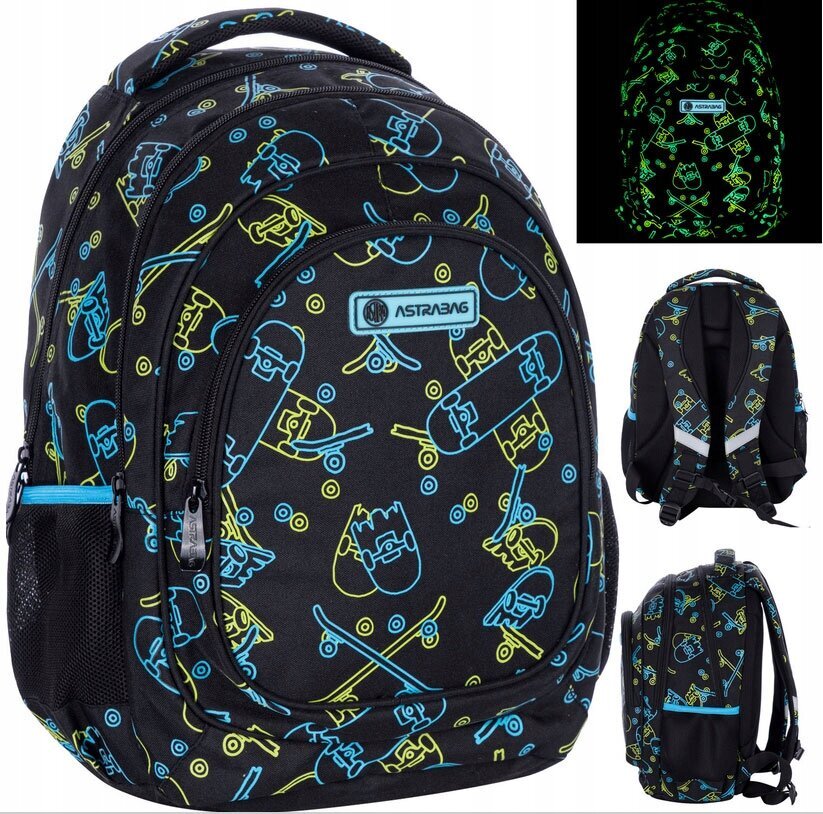 Skolas mugursoma AstraBag Neon Effect Skate AB330 502022006, 20 l, 39x28x15 cm цена и информация | Skolas somas | 220.lv