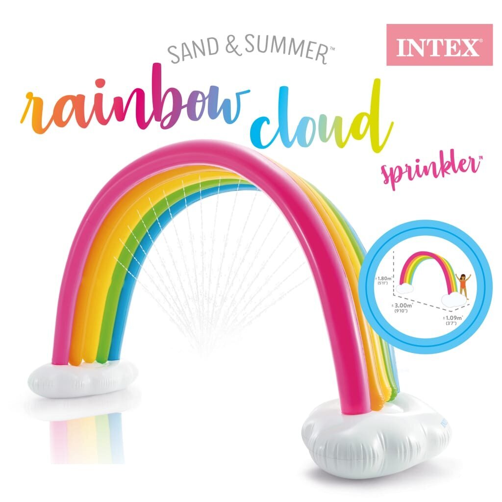 Intex ūdens smidzinātājs Rainbow Cloud, krāsains, 300x109x180 cm cena un informācija | Ūdens, smilšu un pludmales rotaļlietas | 220.lv