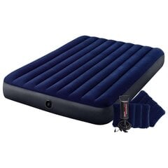 Intex piepūšams matracis ar pumpi, Dura-Beam, 152x203x25 cm, zils cena un informācija | Piepūšamie matrači un mēbeles | 220.lv