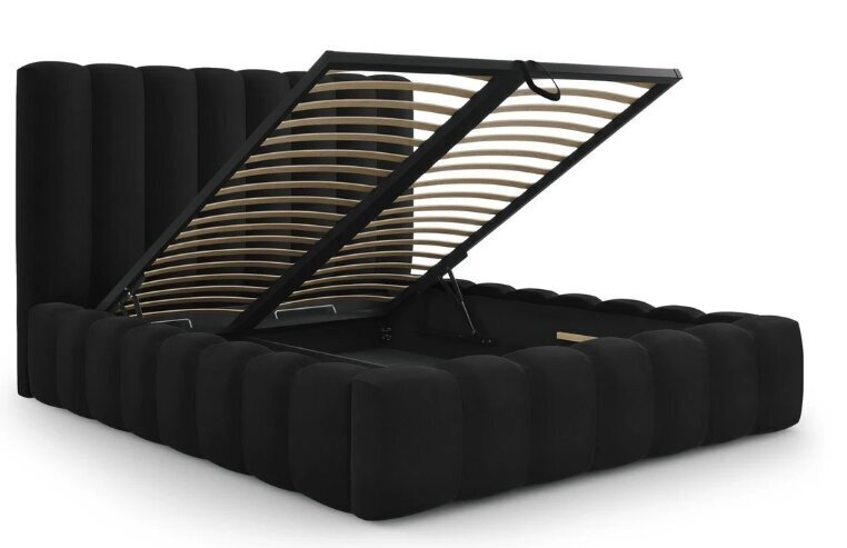 Gulta ar gultas veļas kasti Kelp, 230x225x125 cm, melna цена и информация | Gultas | 220.lv