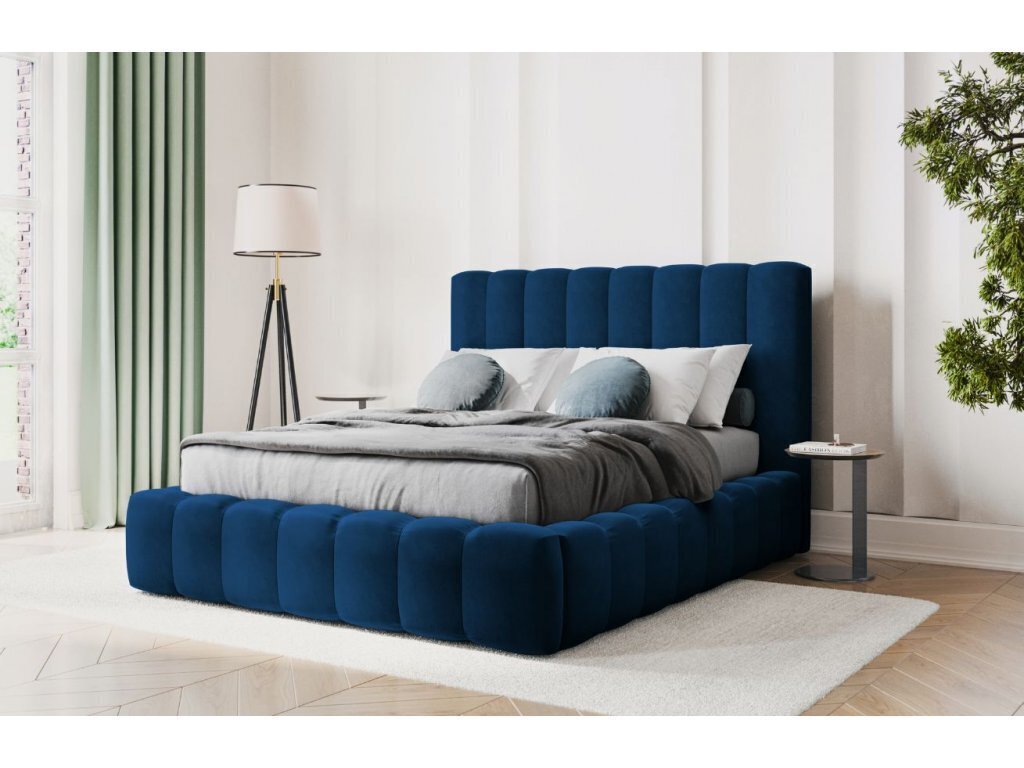 Gulta ar gultas veļas kasti Kelp, 230x185x125 cm, zila cena un informācija | Gultas | 220.lv