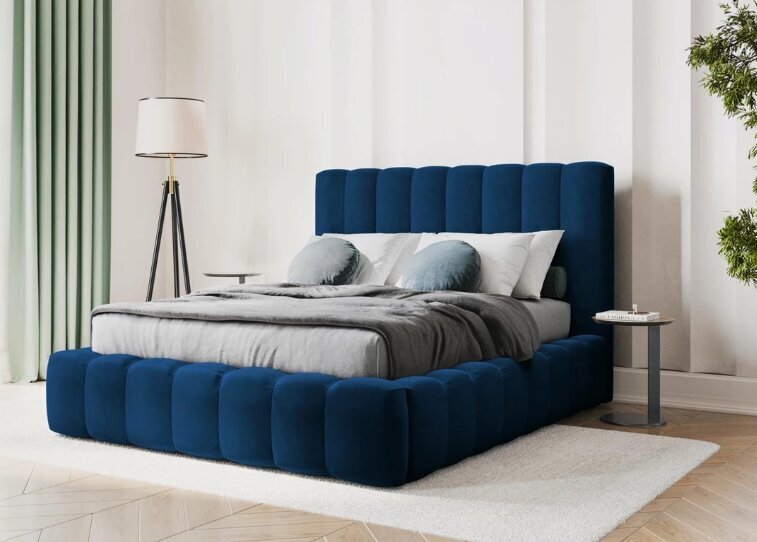 Gulta ar gultas veļas kasti Kelp, 230x165x125 cm, zila cena un informācija | Gultas | 220.lv