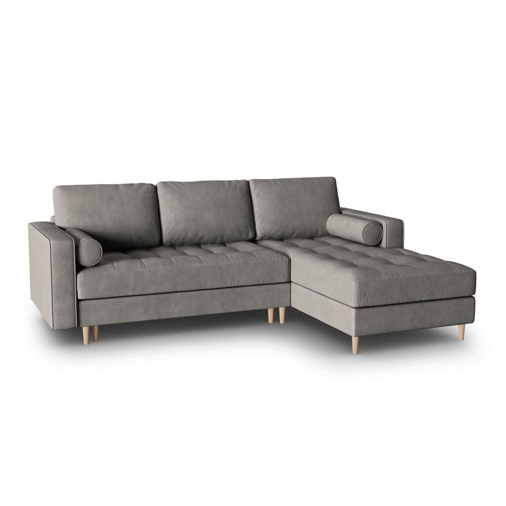 Labās puses stūra dīvāns Velvet Gobi, 240x175x96 cm, tumši pelēks cena un informācija | Stūra dīvāni | 220.lv