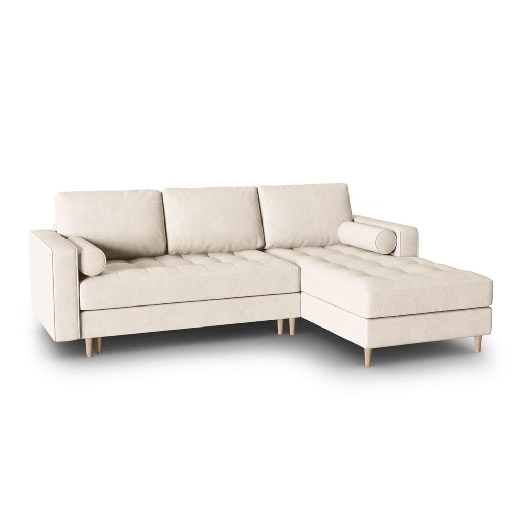 Labās puses stūra dīvāns Velvet Gobi, 240x175x96 cm, smilškrāsas цена и информация | Stūra dīvāni | 220.lv