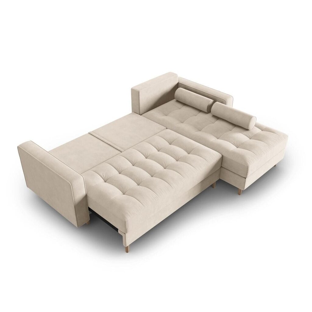 Labās puses stūra dīvāns Velvet Gobi, 240x175x96 cm, smilškrāsas цена и информация | Stūra dīvāni | 220.lv