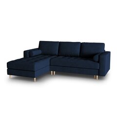 Kreisās puses stūra dīvāns Velvet Gobi, 240x175x96 cm, tumši zils цена и информация | Угловые диваны | 220.lv