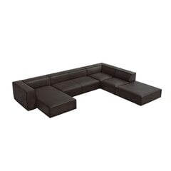 Sešvietīgs ādas labās puses dīvāns Agawa, 365x270x68 cm, tumši brūns цена и информация | Угловые диваны | 220.lv