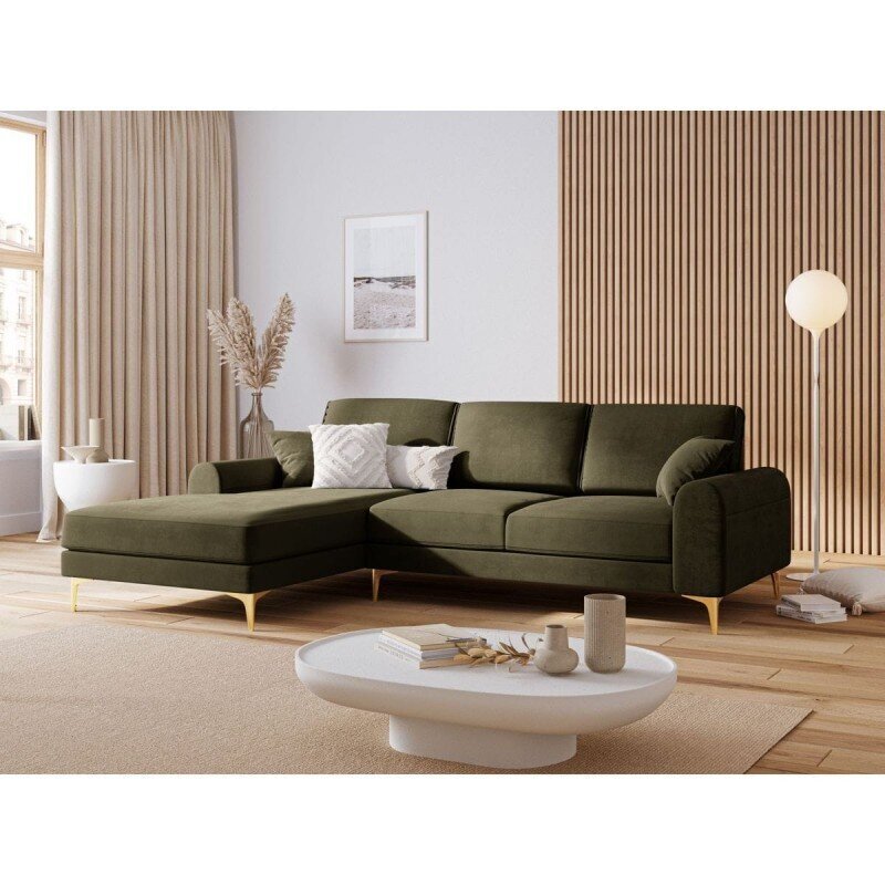 Piecvietīgs dīvāns Velvet Larnite, 254x182x90 cm, zaļš cena un informācija | Stūra dīvāni | 220.lv