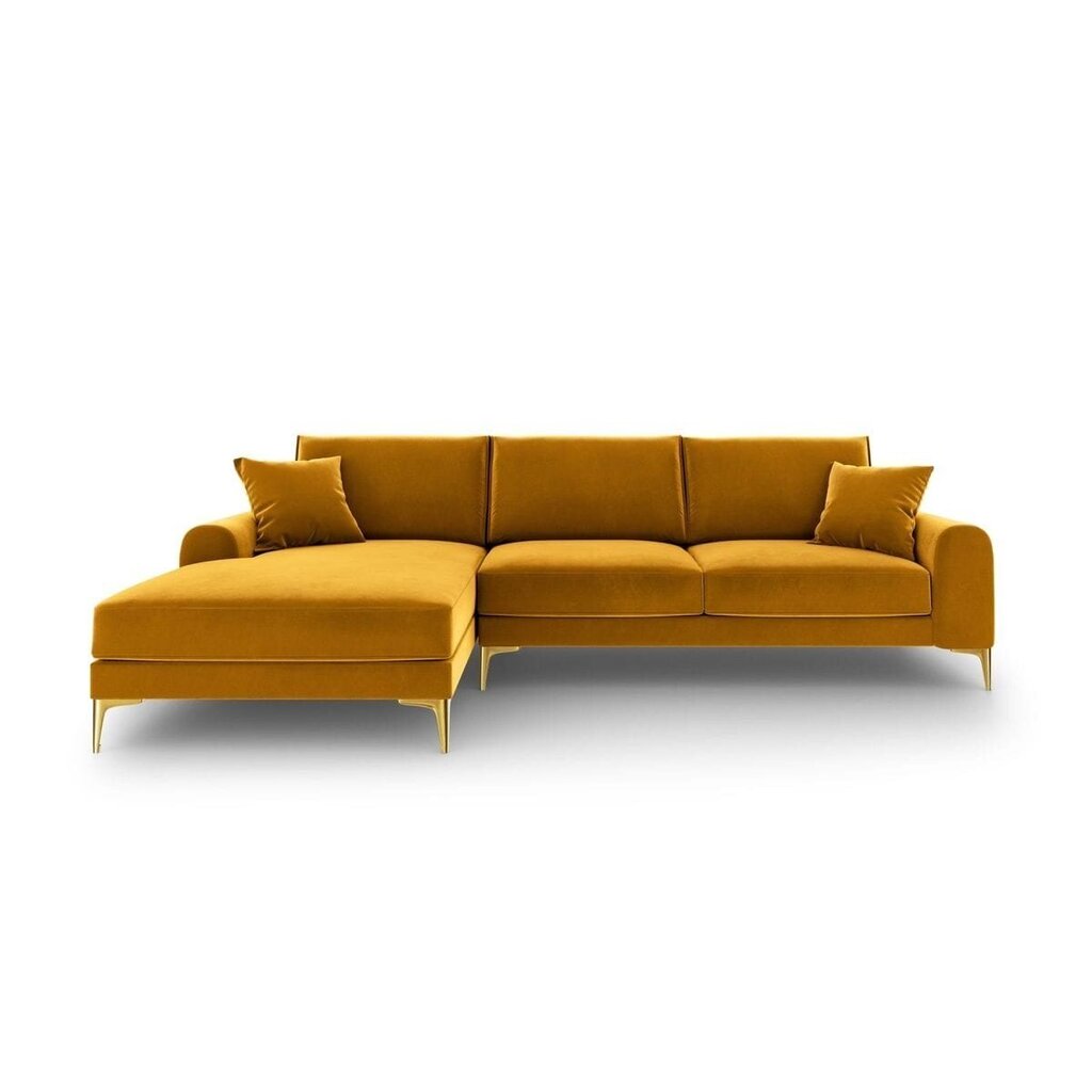 Piecvietīgs dīvāns Velvet Larnite, 254x182x90 cm, dzeltens cena un informācija | Stūra dīvāni | 220.lv