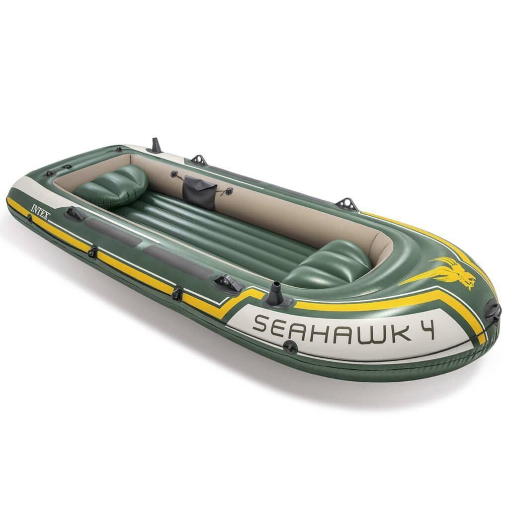 Intex piepūšamā laiva Seahawk 4, ar airiem un pumpi, 351 x 145 x 48, 68351NP cena un informācija | Laivas un kajaki | 220.lv