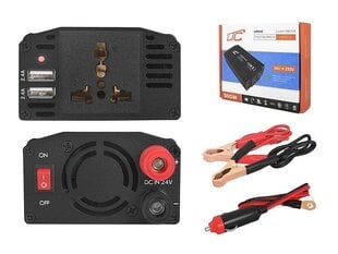 Pārveidotājs 24V/230V 300W + 2xUSB 2.4A cena un informācija | Auto piederumi | 220.lv