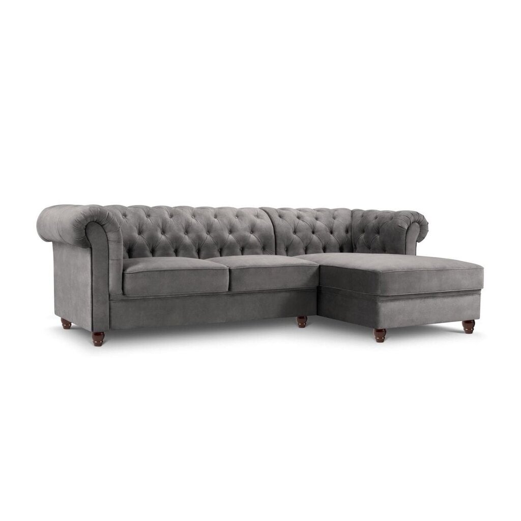 Labās puses stūra dīvāns Lapis, 278x150x80 cm, pelēks cena un informācija | Stūra dīvāni | 220.lv