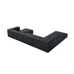 Sešvietīgs ādas stūra dīvāns Agawa, 365x270x68 cm, tumši zils cena un informācija | Stūra dīvāni | 220.lv