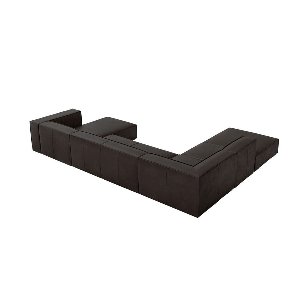 Sešvietīgs ādas stūra dīvāns Agawa, 365x270x68 cm, tumši brūns cena un informācija | Stūra dīvāni | 220.lv