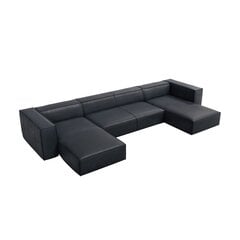 Sešvietīgs ādas stūra dīvāns Agawa, 375x173x68 cm, tumši zils cena un informācija | Stūra dīvāni | 220.lv