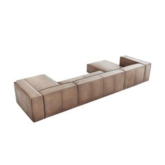 Sešvietīgs ādas stūra dīvāns Agawa, 375x173x68 cm, smilškrāsas cena un informācija | Stūra dīvāni | 220.lv