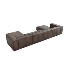 Sešvietīgs ādas stūra dīvāns Agawa, 375x173x68 cm, tumši brūns cena un informācija | Stūra dīvāni | 220.lv