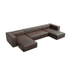 Sešvietīgs ādas stūra dīvāns Agawa, 375x173x68 cm, tumši brūns cena un informācija | Stūra dīvāni | 220.lv