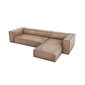 Četrvietīgs labās puses ādas stūra dīvāns Agawa, 290x173x68 cm, smilškrāsas cena un informācija | Stūra dīvāni | 220.lv