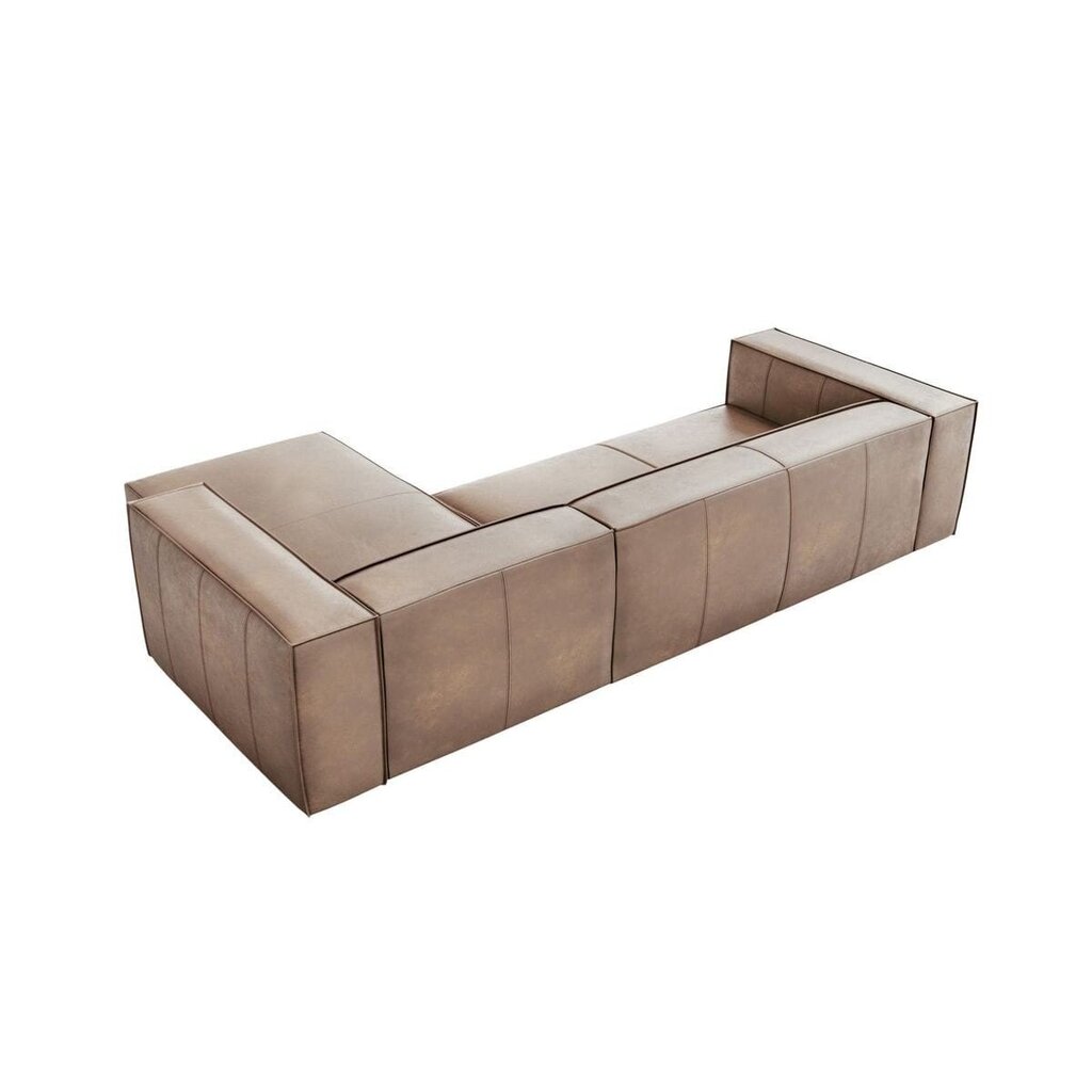 Četrvietīgs labās puses ādas stūra dīvāns Agawa, 290x173x68 cm, smilškrāsas цена и информация | Stūra dīvāni | 220.lv