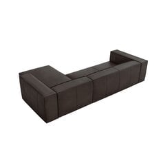 Četrvietīgs labās puses ādas stūra dīvāns Agawa, 290x173x68 cm, tumši brūns cena un informācija | Stūra dīvāni | 220.lv