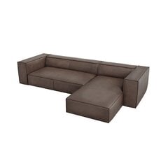 Četrvietīgs labās puses ādas stūra dīvāns Agawa, 290x173x68 cm, brūnas krāsas cena un informācija | Stūra dīvāni | 220.lv
