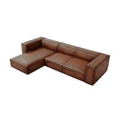Četrvietīgs kreisās puses ādas stūra dīvāns Agawa, 290x173x68 cm, brūns цена и информация | Угловые диваны | 220.lv