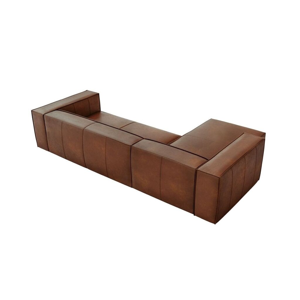 Četrvietīgs kreisās puses ādas stūra dīvāns Agawa, 290x173x68 cm, brūns цена и информация | Stūra dīvāni | 220.lv