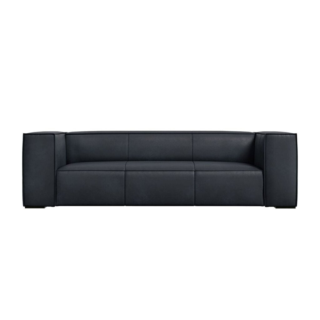 Trīsvietīgs ādas dīvāns Agawa, 227x100x68, tumši zils cena un informācija | Dīvāni | 220.lv