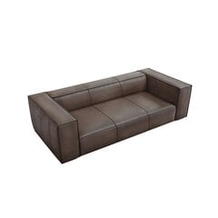 Trīsvietīgs ādas dīvāns Agawa, 227x100x68, tumši brūns cena un informācija | Dīvāni | 220.lv