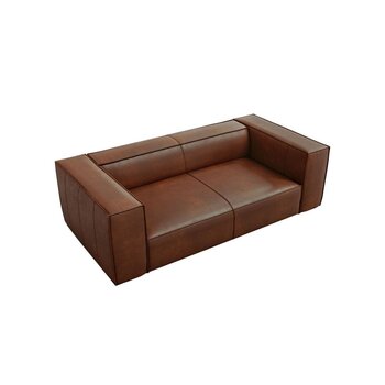 Divvietīgs ādas dīvāns Agawa, 211x100x68, brūns cena un informācija | Dīvāni | 220.lv