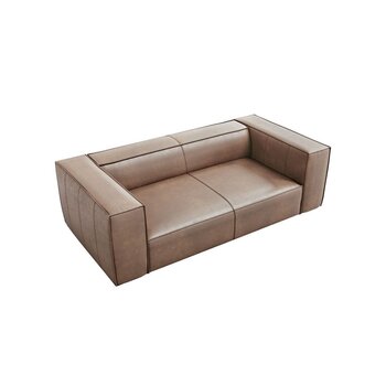Divvietīgs ādas dīvāns Agawa, 211x100x68, smilškrāsas cena un informācija | Dīvāni | 220.lv