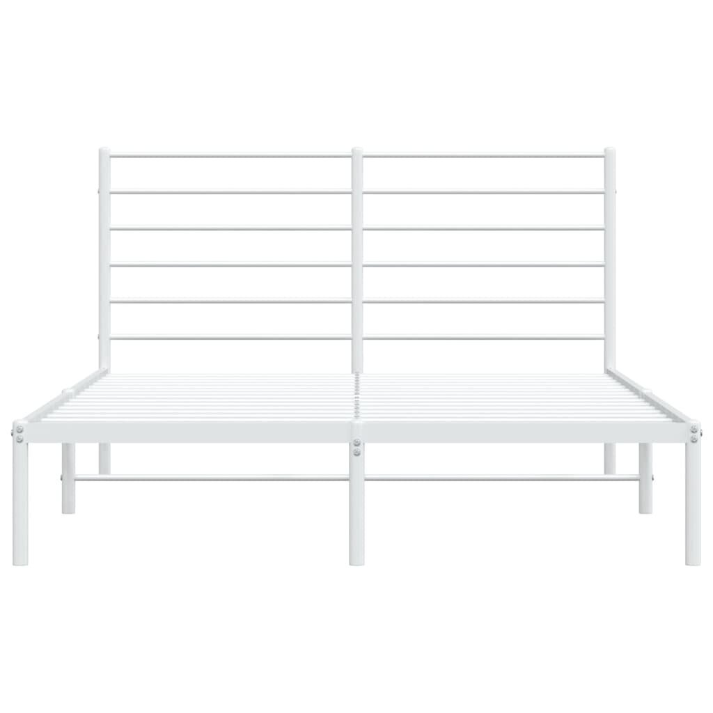 vidaXL gultas rāmis ar galvgali, balts metāls, 140x200 cm cena un informācija | Gultas | 220.lv
