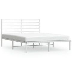 vidaXL gultas rāmis ar galvgali, balts metāls, 140x190 cm cena un informācija | Gultas | 220.lv