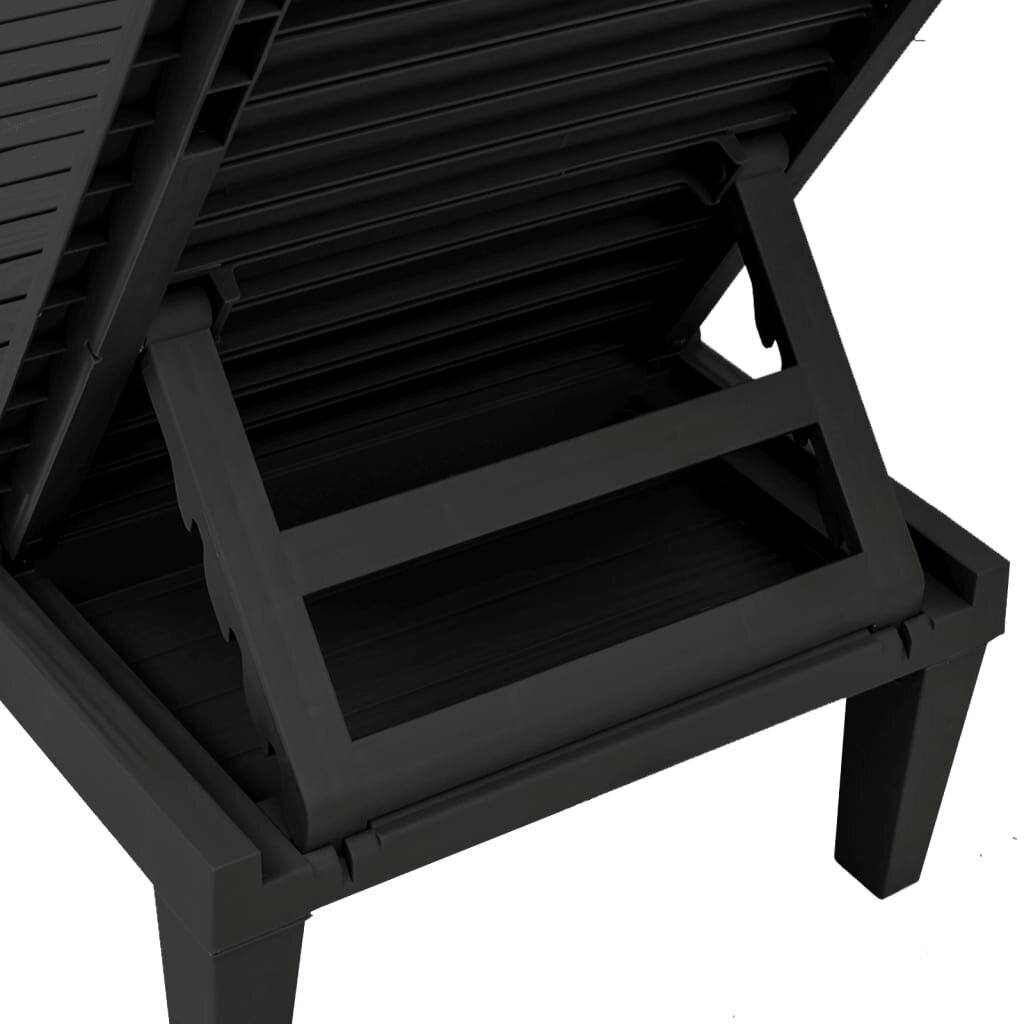 vidaXL sauļošanās krēsli, 2 gab., melni, 155x58x83 cm, polipropilēns cena un informācija | Sauļošanās krēsli | 220.lv