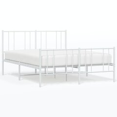 vidaXL gultas rāmis ar galvgali un kājgali, balts metāls, 160x200 cm цена и информация | Кровати | 220.lv