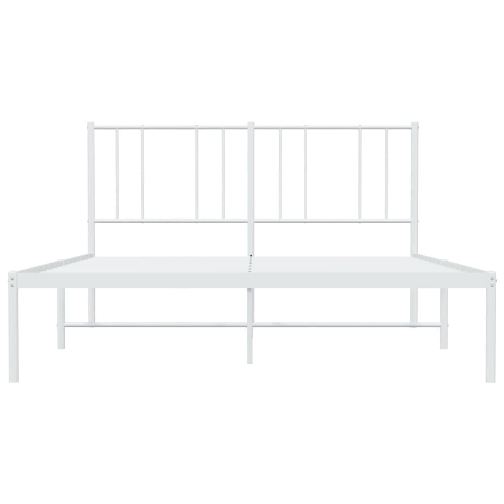 vidaXL gultas rāmis ar galvgali, balts metāls, 160x200 cm cena un informācija | Gultas | 220.lv