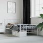 vidaXL gultas rāmis ar galvgali un kājgali, balts metāls, 107x203 cm cena un informācija | Gultas | 220.lv