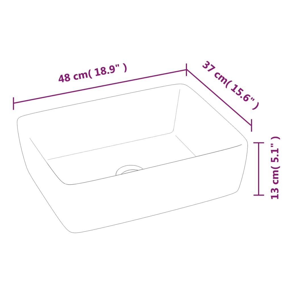 vidaXL izlietne, balta, 48x37x13 cm, keramika, taisnstūra forma cena un informācija | Izlietnes | 220.lv