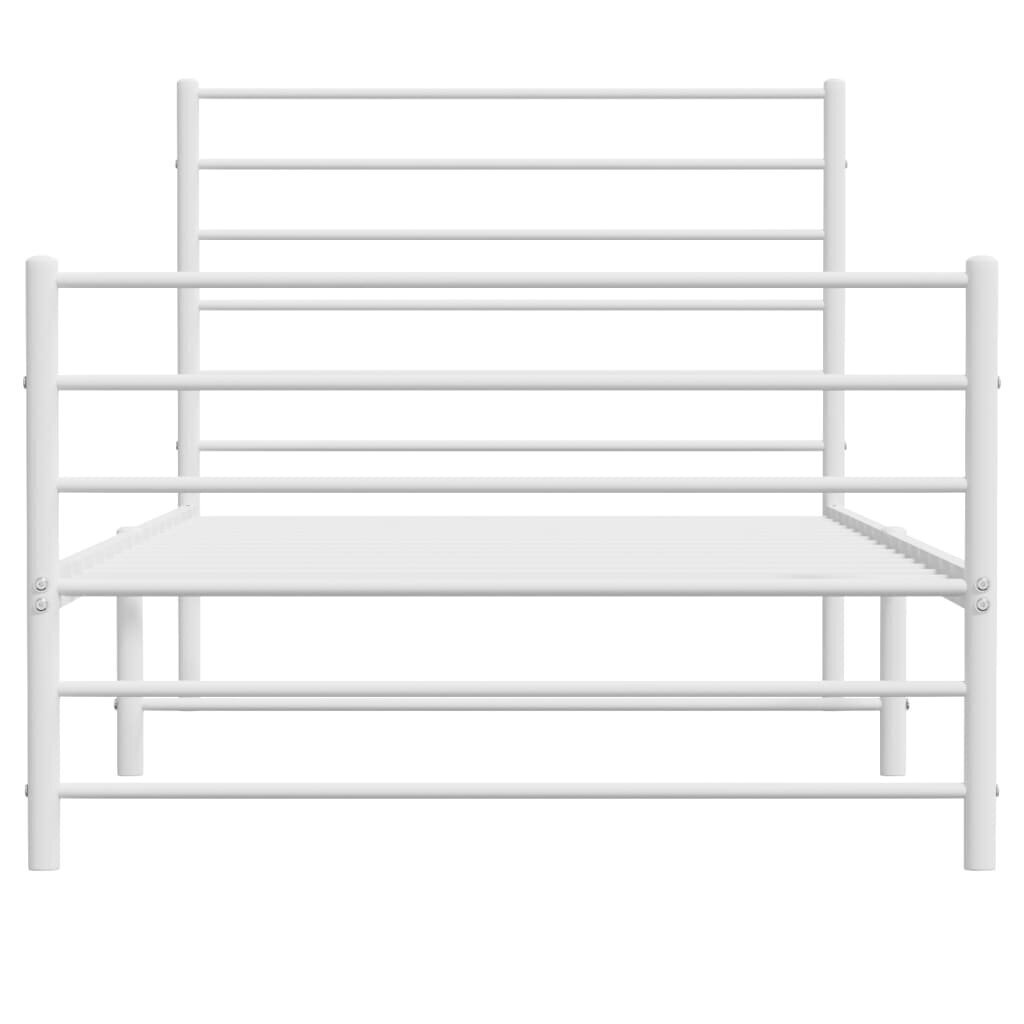vidaXL gultas rāmis ar galvgali un kājgali, balts metāls, 80x200 cm цена и информация | Gultas | 220.lv