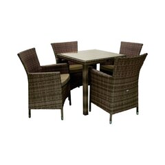 Садовая мебель WICKER стол и 4 стула (1336), D120xH76cм, рама: алюминий с плетением из пластика, цвет: тёмно-коричневый цена и информация | Комплекты уличной мебели | 220.lv