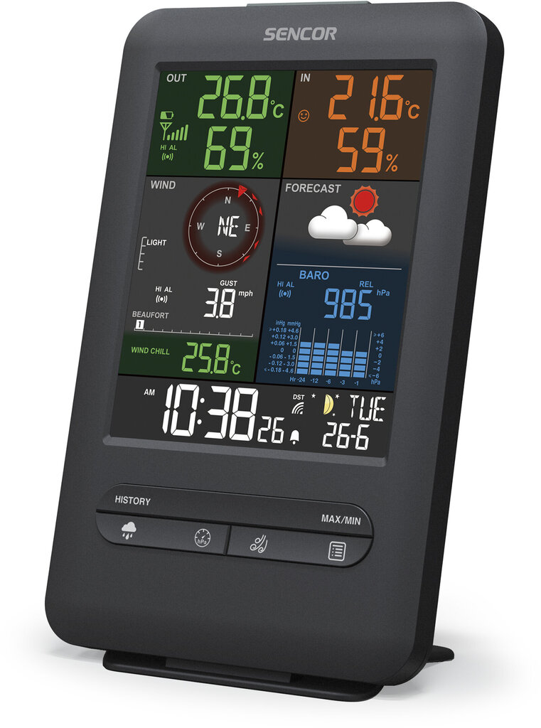 Profesionāla meteoroloģiskā stacija Sencor SWS 9300, 5in1 cena un informācija | Meteostacijas, āra termometri | 220.lv
