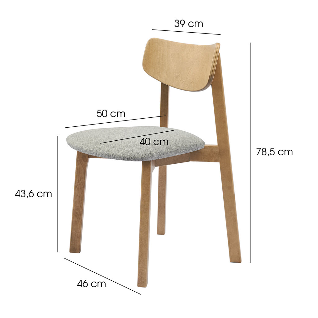 2-vu ēdamistabas krēslu komplekts Vega, gaiši brūns cena un informācija | Virtuves un ēdamistabas krēsli | 220.lv
